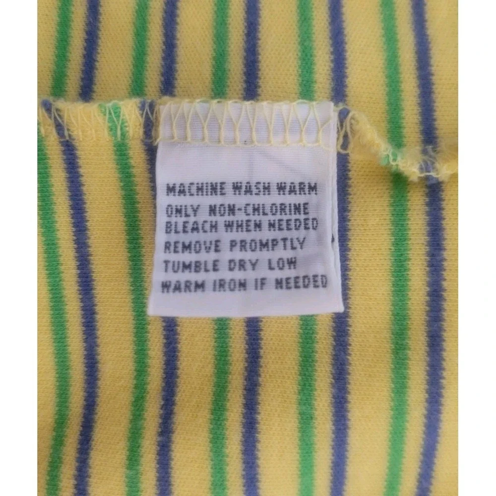 Vintage Ralph Lauren Polo Rugby Shirt yellow & blue striped pique‎ cotton sz XL
